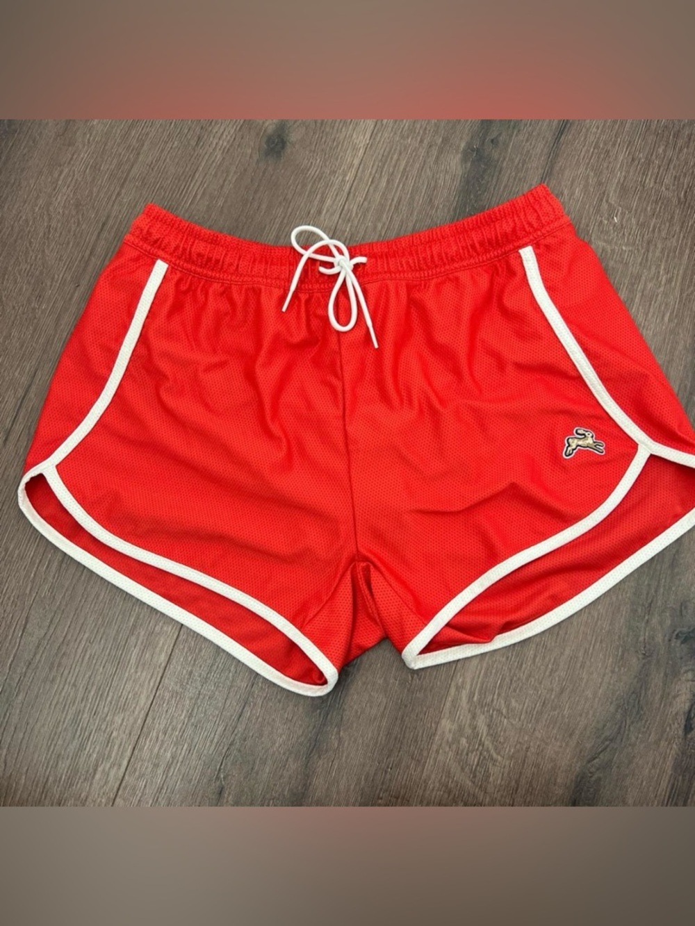 Tracksmith Red Mesh Running Shorts with White Trim